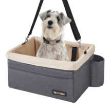 Kutya autósülés, kivehető és mosható polár bélés, szürke és bézs | FEANDREA