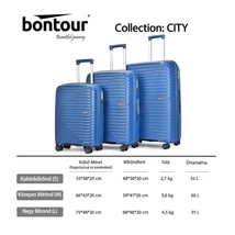 Bontour &quot;City&quot; 4-kerekes Közepes Keményfalú bőrönd TSA számzárral 66x43x26 cm, 60L, Kék
