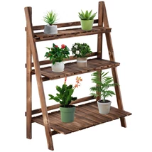 Növénylépcsők, Virágpolc 3 lépcsős 80 x 37 x 93 cm, fenyőfa Sötétbarna