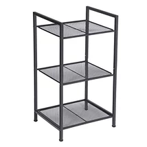 Fém polc, 3 szintes polc, bővíthető, állítható polcok, ipari design, fekete