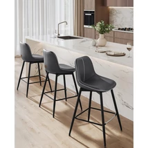 Bárszék 2 db-os szett ergonomikus háttámlával, ülésmagasság 62 cm, tintafekete