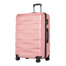 BONTOUR “Wave” Nagy Duplakerekes Gurulós bőrönd számzárral, Rose Gold, L méretű