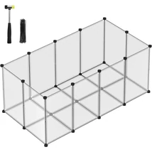 Kisállat járóka padlóval, DIY műanyag ketrec, fehér
