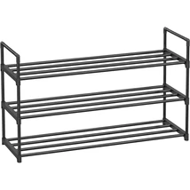 Cipőtartó állvány, 3 szintes 12-15 pár cipőhöz, 30 x 92 x 54 cm, fekete