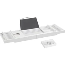 Bambusz kihúzható és állítható tálca kádhoz,(75-109) x 4,5 x 23 cm, fehér Outlet