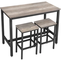 Bárasztal 2 bárszékkel, bárpult 120 x 90 x 60 cm, szürke és fekete Outlet