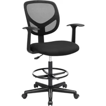 Ergonomikus irodai szék kartámaszokkal, magas forgó szék, Fekete Outlet