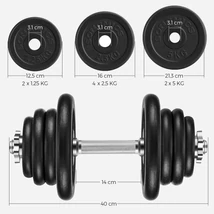 Öntöttvas kézi súlyzók 25 kg-os kézi súlyzók, fekete