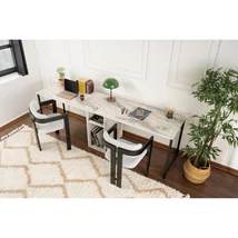 Íróasztal Twin Study Desk - Freesia Marble, Fekete