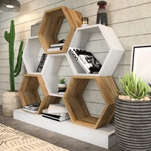 könyvespolc Cicek - White, Oak