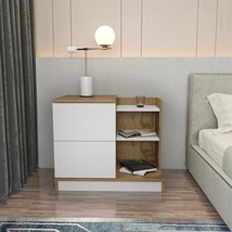 Éjjeliszekrény Rena - White, Oak