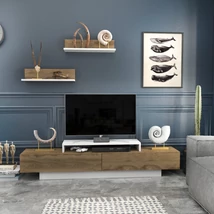 TV szekrény Lusi - White, Oud Oak