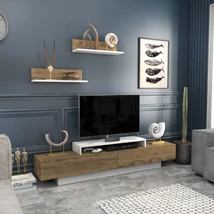 TV szekrény Lusi - White, Oud Oak
