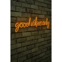 Műanyag LED-es fali dekoráció, Good Vibes Only - Sárga