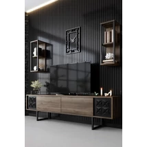 TV szekrény Black Line - Walnut, Black