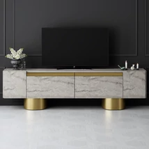 TV szekrény Bohem - Travertine, Gold