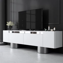 TV szekrény Bohem - White, Silver