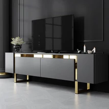 TV szekrény Yildiz - Anthracite, Gold