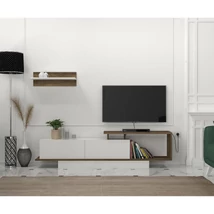 TV szekrény Asos - Fehér, Diós