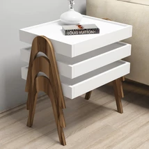 Dohányzóasztal (3 részes) Roma - Walnut, White