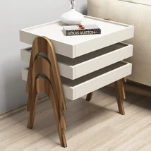 Dohányzóasztal (3 részes) Roma - Walnut, Cream