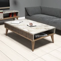 Dohányzóasztal Milan - Diós, Fehér Marble