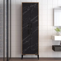 Tároló szekrény Berlin A - Walnut, Black Marble