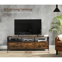 TV-állvány 3 fiókkal és tárolópolcokkal, 147 x 50 x 40 cm, rusztikus