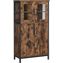 tárolószekrény, többcélú szekrény 60 x 108 x 30 cm, rusztikus barna és fekete