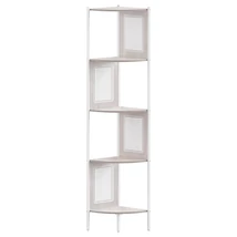 5 szintes sarokpolc, könyvespolc polirattan oldalakkal, 156x32x32 cm, zab bézs