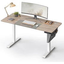 Állítható magasságú elektromos íróasztal memória funkcióval 60x140 cm, fehér-greige