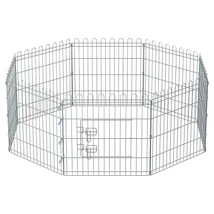 Kutya kennel, kutyaketrec, 61 cm magas, összecsukható kifutó 8 paneles, ezüst | FEANDREA