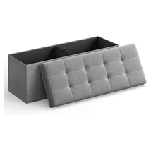Tároló puff, tároló pad összecsukható ottomán 120 L, 110 x 38 x 38 cm világosszürke