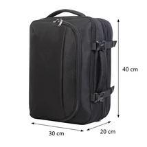 BONTOUR FlexiGo Bővíthető Utazó Hátizsák, WizzAir méretű 40x30x20cm kézipoggyász, Fekete Színben