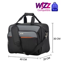 Wizzair kézipoggyász kabintáska 40x30x20 cm , Bontour AIR Utazótáska, Fekete