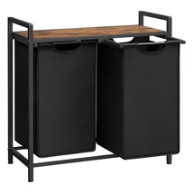 Szennyestartó, szennyes kosár 2 x 46 liter, rusztikus barna