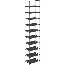 10 szintes cipőtartó, helytakarékos cipő polc 33 x 33 x 173 cm, fekete