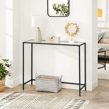 Konzolasztal edzett üveg, lerakóasztal állítható lábakkal, 100x35x80 cm, fekete