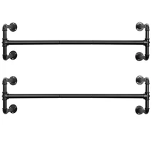Falra szerelhető ruhatartó, fali ruhaakasztó 2 db-os készlet 110x30x29,3 cm, fekete
