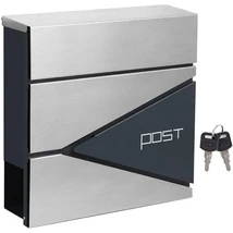 Modern Postaláda újságtartóval 10,5x37x37 cm, antracit és ezüst