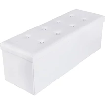 Puff 38 x 110 x 38 cm, műbőr összecsukható tároló ottomán pad, fehér