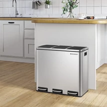 Konyhai szelektív szemetes 54 liter, hulladékleválasztó rendszer 3 rekeszes, ezüst