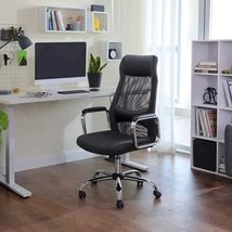 SONGMICS irodai szék, ergonomikus számítógékszék, fejtámlával és deréktámasszal, magasságállítható, fekete
