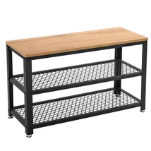 Cipőpad, cipőtartó 2 fekete hálós polccal 73x30x45 cm, barna és fekete