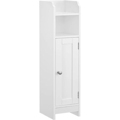 VASAGLE Vékony Fürdőszobai szekrény állítható polcokkal, 18 x 80 x 20 cm, fehér