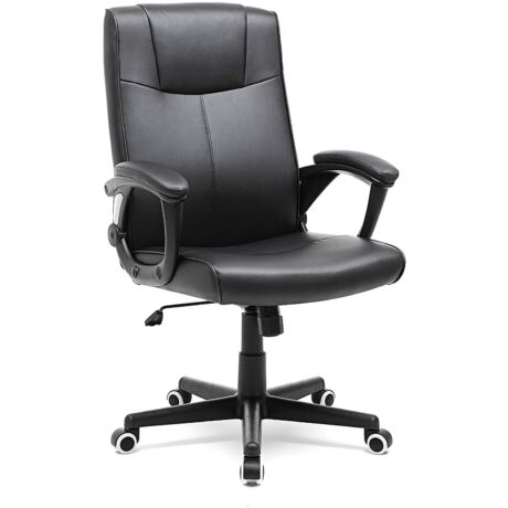 SONGMICS irodai szék PU-ból, zárbiztos, állítható magasságú forgószék ergonómikus kivitelben, fekete, OBG32B