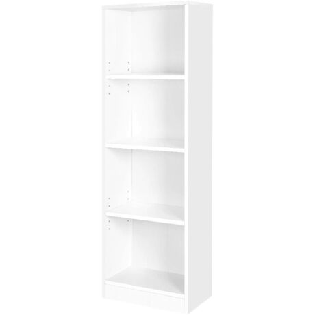 VASAGLE könyvespolc 4 rekesszel, állítható polcokkal, irattartó polc nappaliban, gyermekszobában és otthoni irodában, 40 x 121,5 x 24 cm (Sz x Ma x Mé), fehér LBC104W