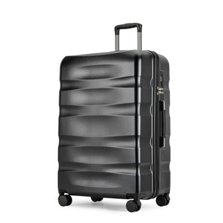 BONTOUR “Wave” Nagy Duplakerekes Gurulós bőrönd TSA zárral, fekete, L méretű