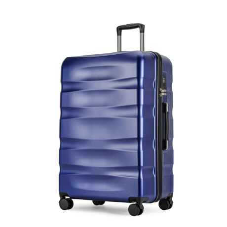 BONTOUR “Wave” Nagy Duplakerekes Gurulós bőrönd TSA zárral, kék, L méretű