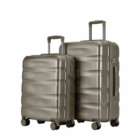 BONTOUR “Wave” 2 db-os Bőrönd Szett(S+M), Duplakerekes Gurulós bőrönd TSA zárral, Pezsgő